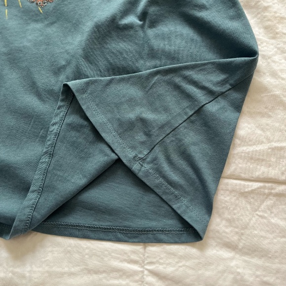 Lane Bryant Earth & Flower Printed Women's Tee, V-Neck, Blue/Teal, 26/28 - Picture 4 of 11